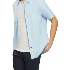 Brand new 🌟 Tommy Hilfiger Classic Flex Poplin Short Sleeve 👚 Shirt In Calm Blue 🔔