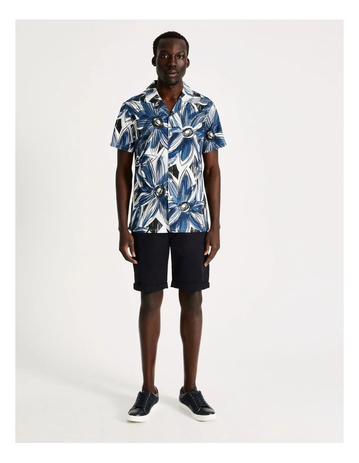 Budget β¨ Blaq Vanuatu Floral Print Short Sleeve Relaxed π Shirt In Navy π - Image 3