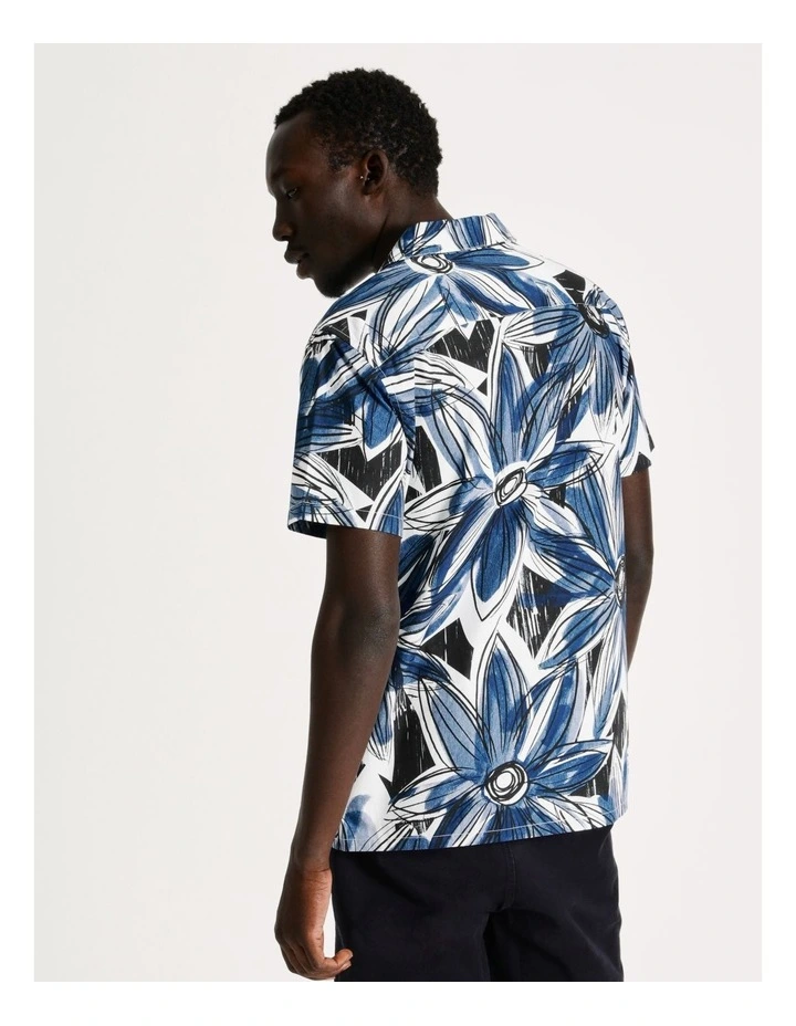 Budget β¨ Blaq Vanuatu Floral Print Short Sleeve Relaxed π Shirt In Navy π - Image 6