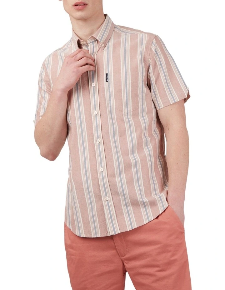 Coupon β Ben Sherman Block Stripe Short Sleeve π Shirt In Dark Pink π
