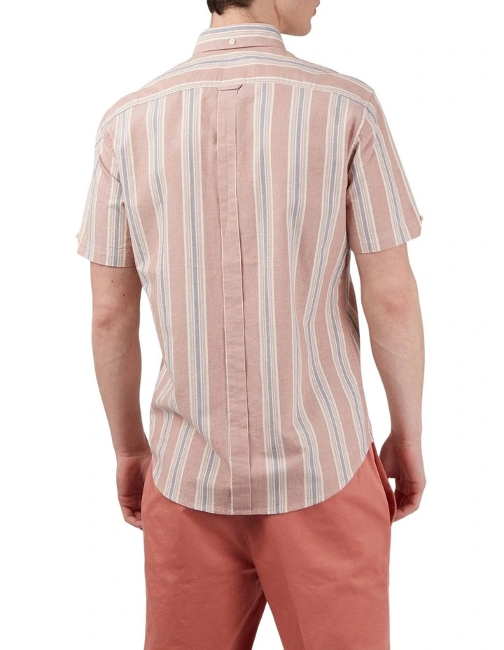 Coupon β Ben Sherman Block Stripe Short Sleeve π Shirt In Dark Pink π - Image 2