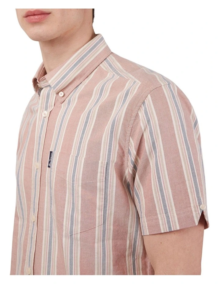Coupon β Ben Sherman Block Stripe Short Sleeve π Shirt In Dark Pink π - Image 3