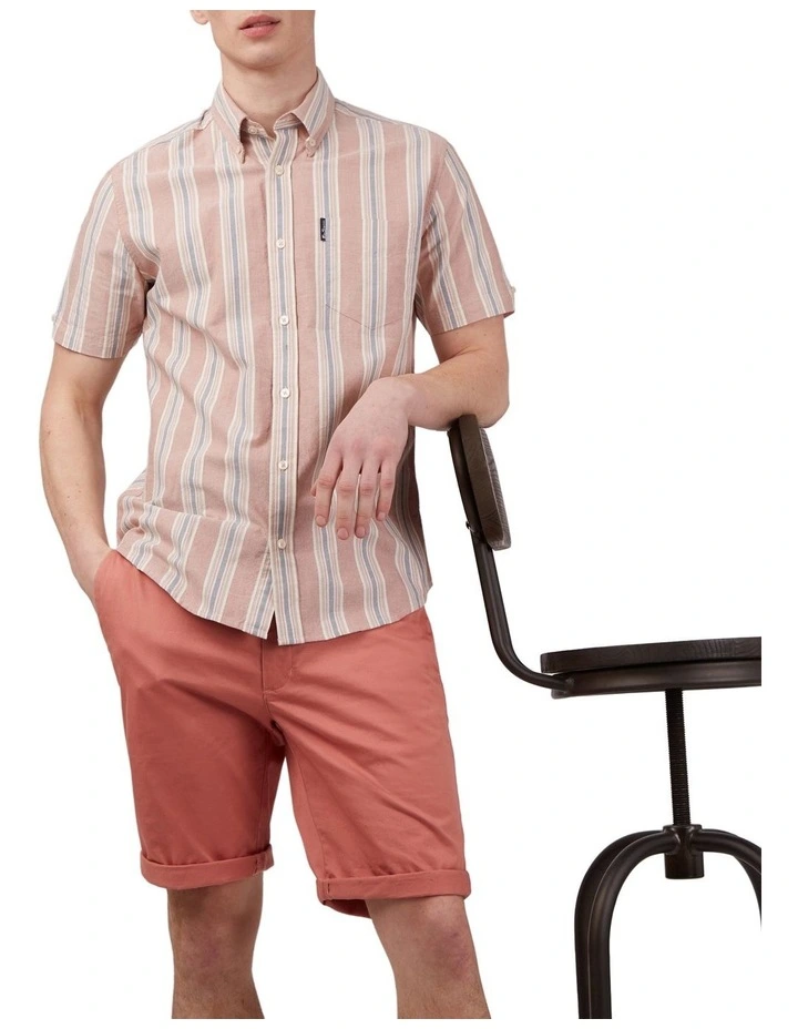 Coupon β Ben Sherman Block Stripe Short Sleeve π Shirt In Dark Pink π - Image 6