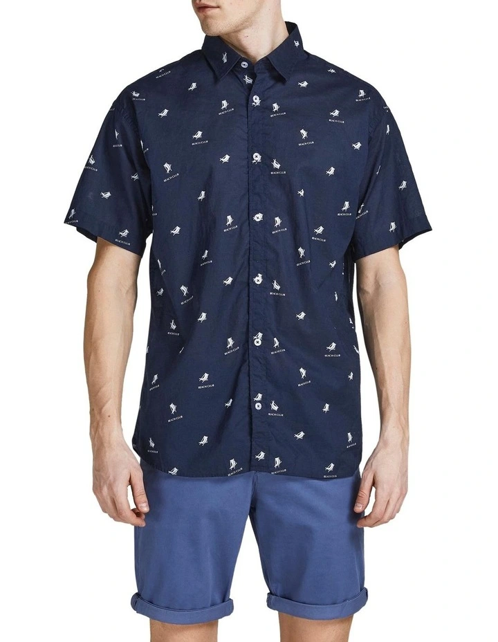 Deals 𧨠Jack & Jones Aloha Allover Print Short Sleeve π Shirt In Navy Blazer π