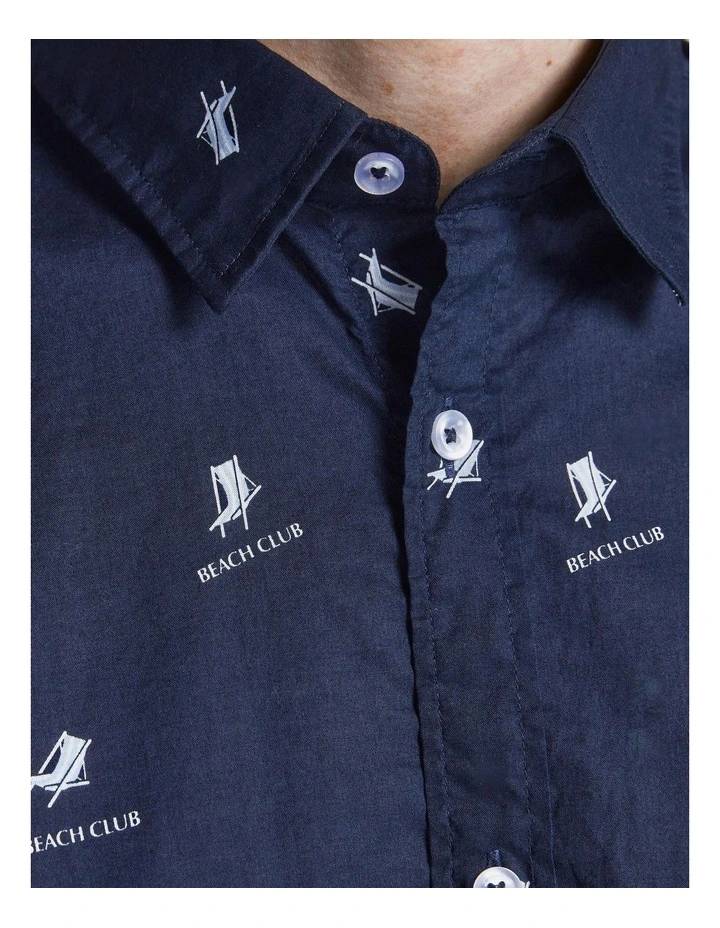 Deals 𧨠Jack & Jones Aloha Allover Print Short Sleeve π Shirt In Navy Blazer π - Image 3
