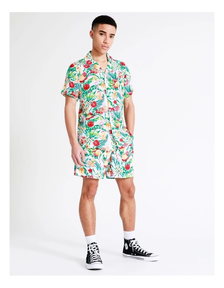 Coupon 𧨠Kenji Mistletoe Print Short Sleeve Rayon π Shirt In Green π - Image 5