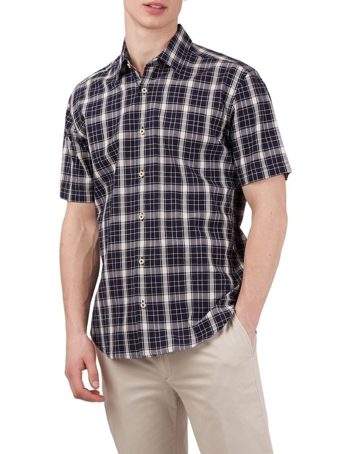 Budget π Ben Sherman Textured Check Short Sleeve π Shirt In Marine π