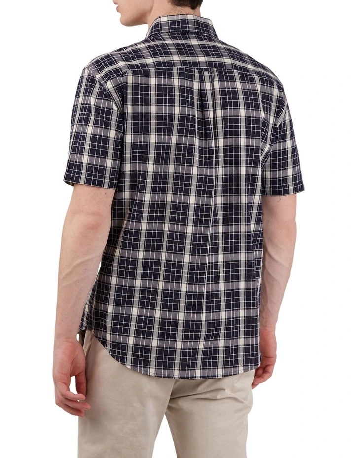 Budget π Ben Sherman Textured Check Short Sleeve π Shirt In Marine π - Image 2