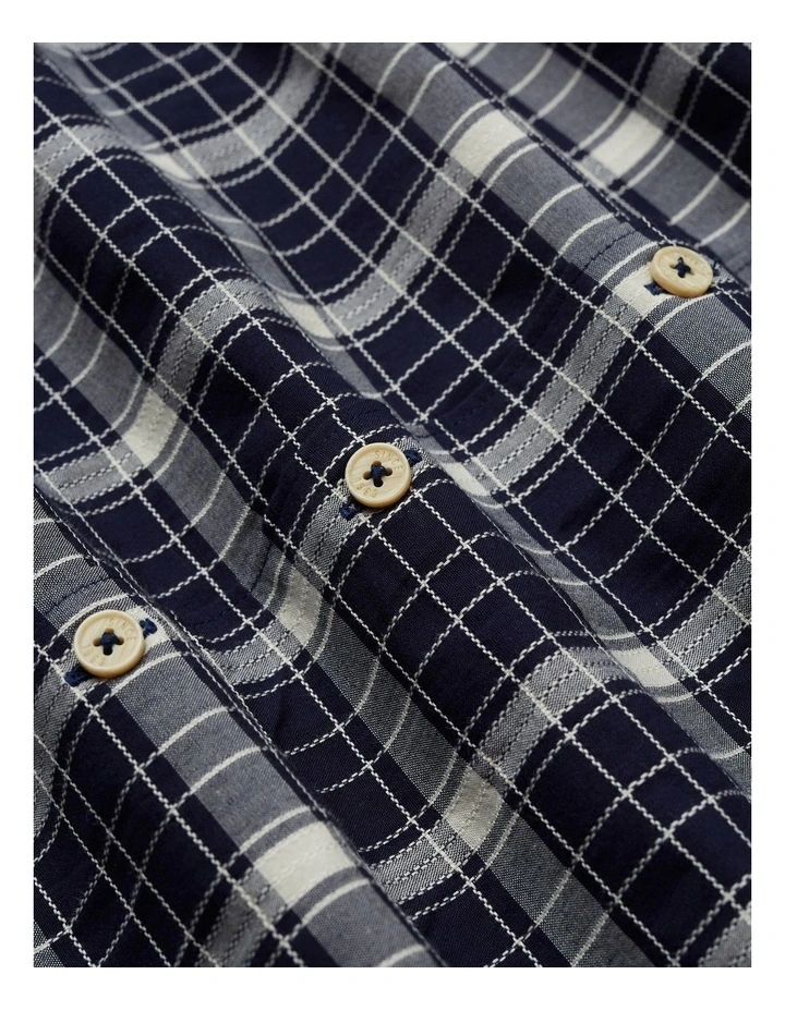 Budget π Ben Sherman Textured Check Short Sleeve π Shirt In Marine π - Image 4