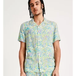 Hot Sale 😉 Kenji X Warlukurlangu Artists Yankirri Jukurrpa Print Short Sleeve Rayon 👕 Shirt In Assorted ✔️