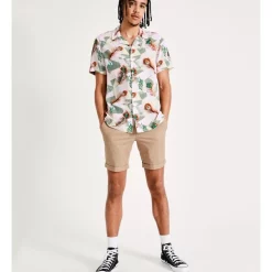 Discount 😍 Kenji Pinnacles Peacock Print Short Sleeve Rayon 👚 Shirt In Green 🔥