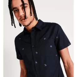 Best Sale 😍 Kenji Joe Convo Print Short Sleeve 👚 Shirt In Navy 🎁