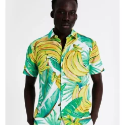 Top 10 ❤️ Blaq Miles Floral Print Short Sleeve Linen Blend 👚 Shirt In Green 🥰