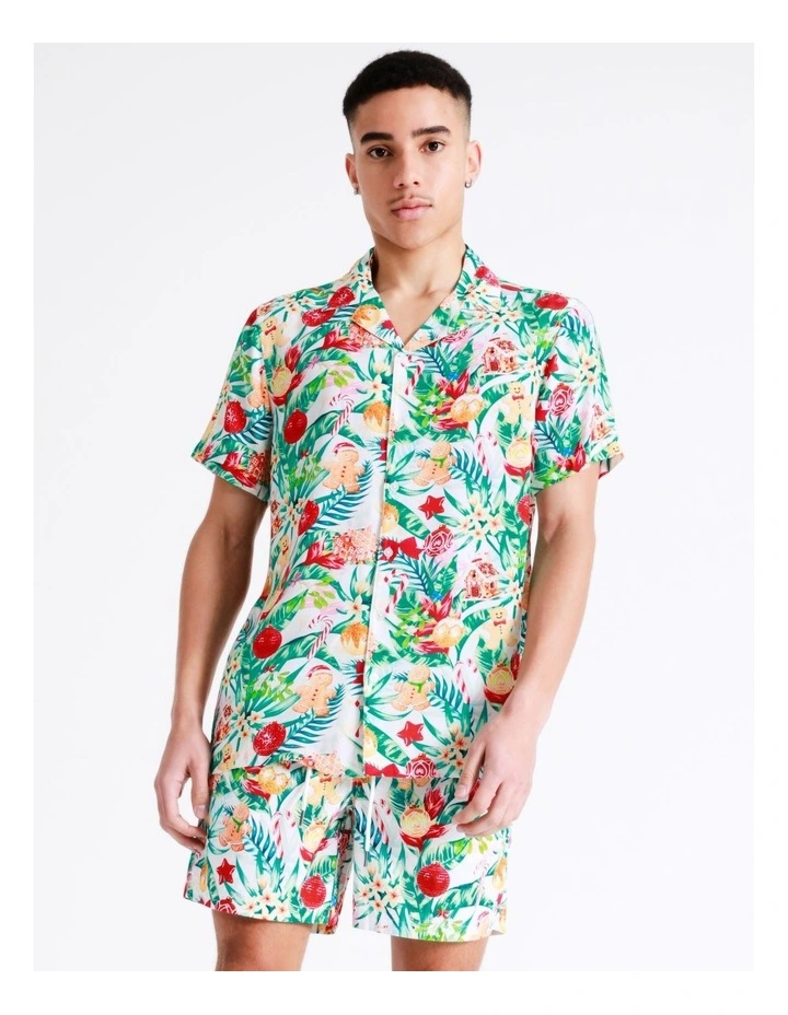 Coupon 𧨠Kenji Mistletoe Print Short Sleeve Rayon π Shirt In Green π - Image 6