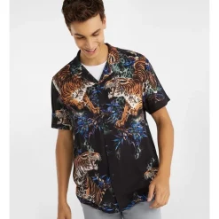 Cheap 🥰 Yd. Tiger King Viscose Print 👚 Shirt In Black 🛒