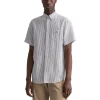 Promo 🔥 Gant The Linen Stripe Short Sleeve 👚 Shirt In White 🛒