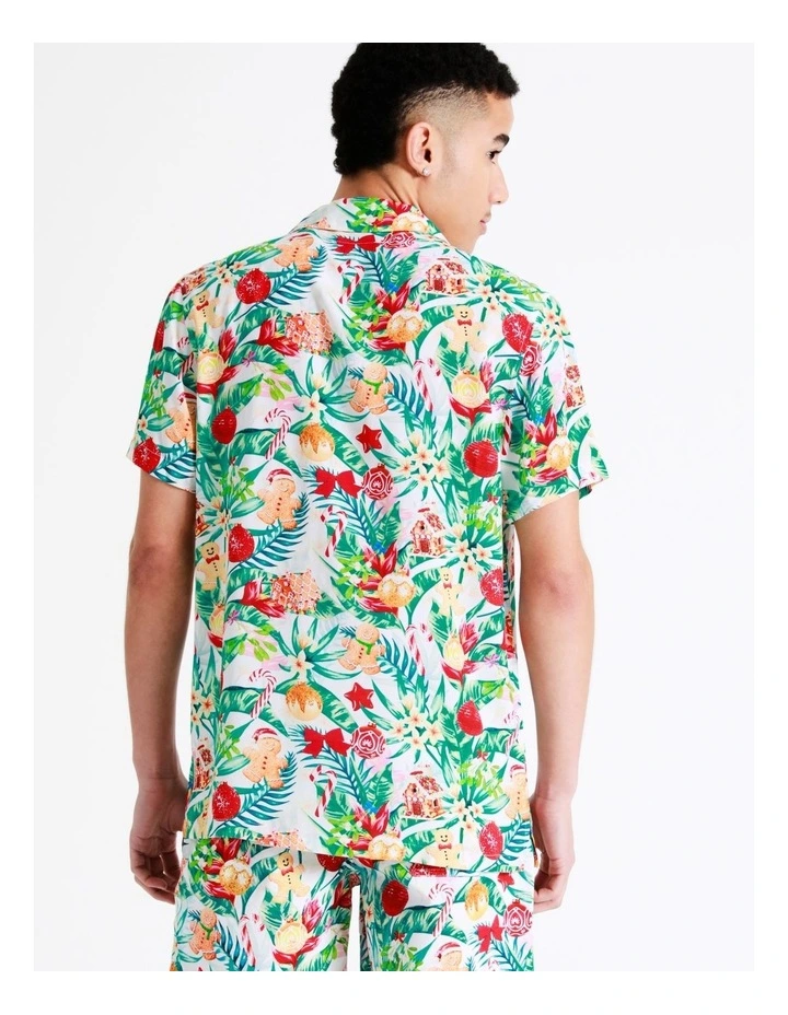 Coupon 𧨠Kenji Mistletoe Print Short Sleeve Rayon π Shirt In Green π - Image 7
