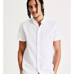 Outlet 👍 Kenji Lovejoy Linen Blend Short Sleeve 👕 Shirt White 😉