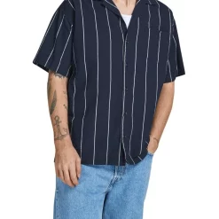 Cheapest 🌟 Jack & Jones Positano Resort Short Sleeve 👚 Shirt In Navy Blazer 👍