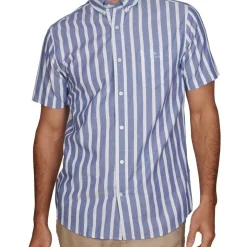 Budget 🛒 Gant Regular Pastel Oxford Stripe Short Sleeve 👕 Shirt In College Blue 🔔