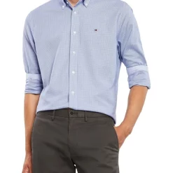 Buy 👏 Tommy Hilfiger Oxford Houndstooth Long Sleeve 👚 Shirt In Navy/ White 🔥