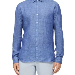 Cheap 🧨 Calvin Klein Nevertuck Long Sleeve Plain Linen 👕 Shirt In Sky 🧨