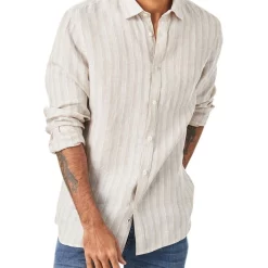 Best reviews of 🎉 Blazer Dominic Long Sleeve Linen Stripe 👚 Shirt In Beige 🧨