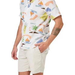 Best Pirce 🤩 Blazer Harris Short Sleeve Linen Print 👚 Shirt In Multi 🤩