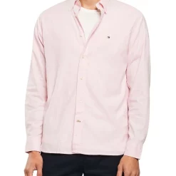 New 🧨 Tommy Hilfiger 1985 Flex Oxford Long Sleeve 👕 Shirt In Classic Pink ❤️