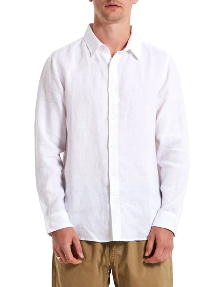 Outlet π Mr Simple Linen Long Sleeve π Shirt White π
