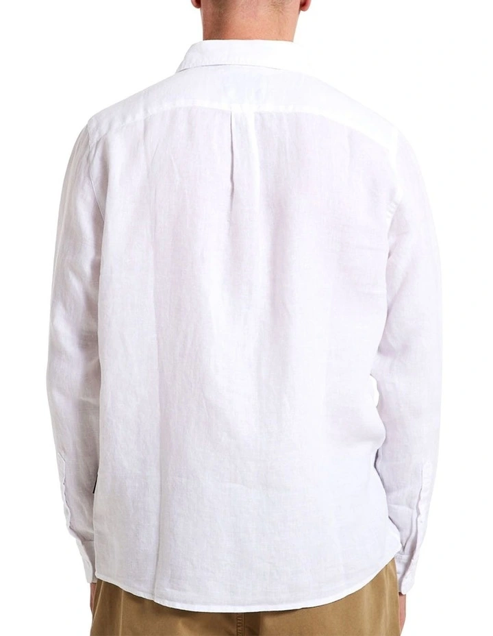 Outlet π Mr Simple Linen Long Sleeve π Shirt White π - Image 2
