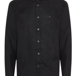 Buy 👍 Tommy Hilfiger Premium Linen Long Sleeve 👕 Shirt In Black 🤩