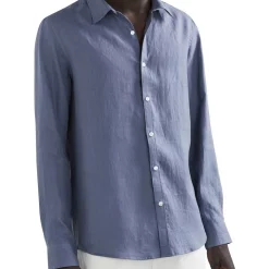 Hot Sale 💯 French Connection Linen Classic Fit 👚 Shirt In Blue 💯