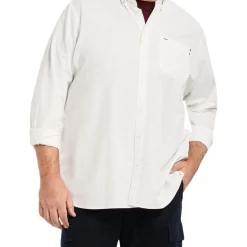 Wholesale ⭐ Tommy Hilfiger Big And Tall Solid Oxford Long Sleeve 👚 Shirt In White 👍