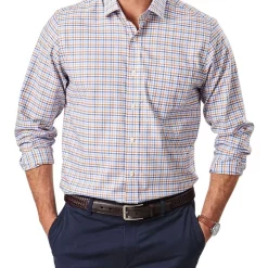 Best deal ⭐ Gazman Easy Care Twill Multi Check Long Sleeve 👚 Shirt In Blue 👍