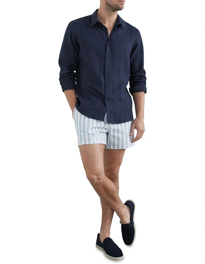 Wholesale π French Connection Linen Classic Fit π Shirt In Marine Blue β - Image 2