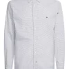 Buy 💯 Tommy Hilfiger Flex Mini Geo Print Long Sleeve 👚 Shirt In White/Carbon Navy 🧨