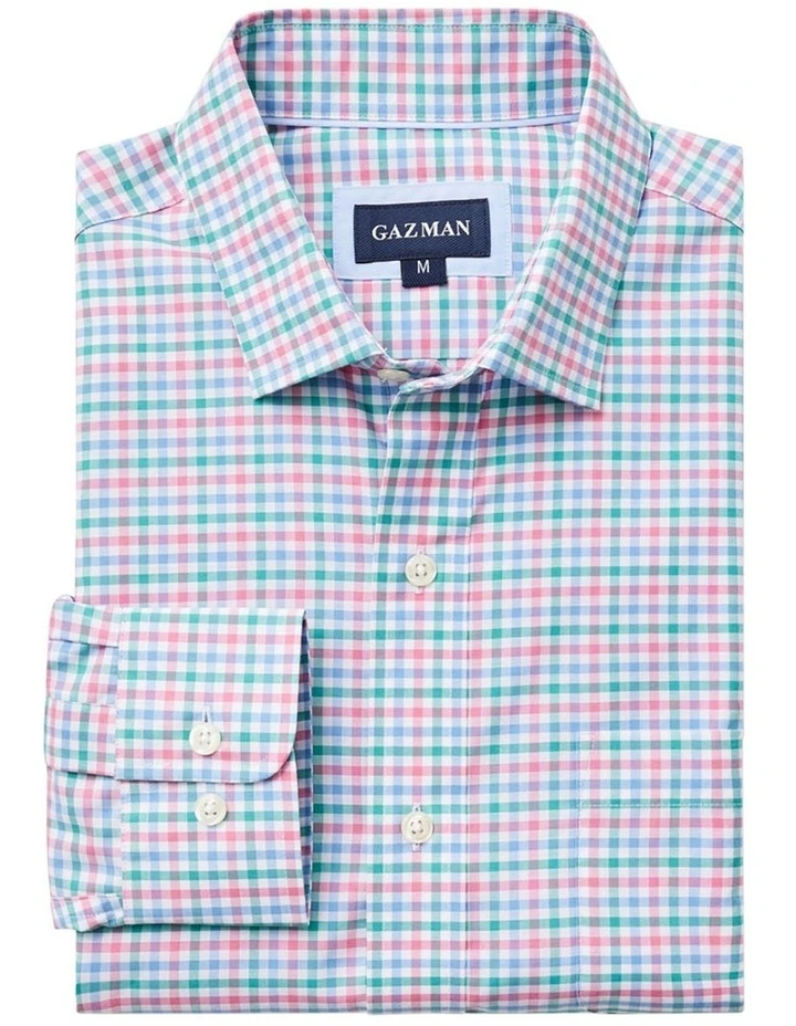 Discount β¨ Gazman Easy Care Twill Multi Check Long Sleeve π Shirt In Pink βοΈ - Image 4