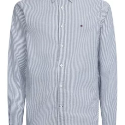 Hot Sale 🥰 Tommy Hilfiger 1985 Flex Oxford Stripe Long Sleeve 👚 Shirt In Navy/White ⭐
