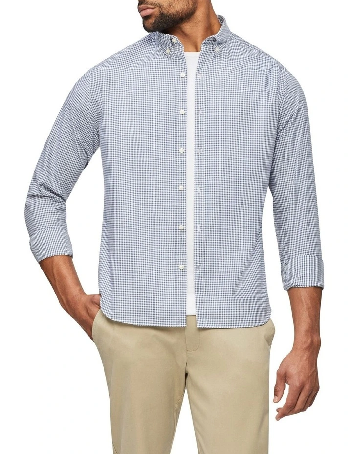 Best Pirce π₯° Van Heusen Long Sleeve Mini Check π Shirt In Navy π₯ - Image 3