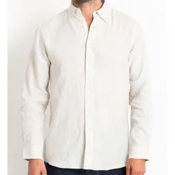 New 👏 DESTii Long Sleeve Linen 👕 Shirt In Natural 😀