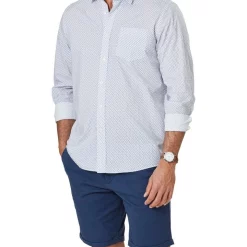 Coupon 🎁 Gazman Casual Mini Floral Print Long Sleeve 👚 Shirt In Blue ⌛