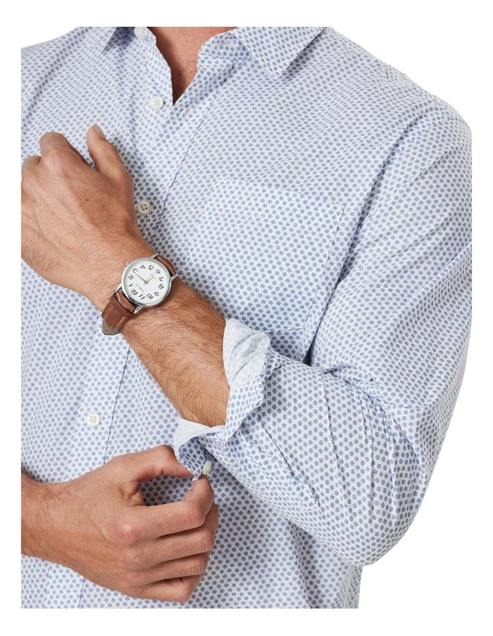 Coupon π Gazman Casual Mini Floral Print Long Sleeve π Shirt In Blue β - Image 3