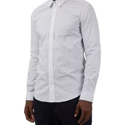 Flash Sale 🎉 Ben Sherman Dash Print Long Sleeve 👚 Shirt In White ❤️