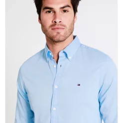Promo 🛒 Tommy Hilfiger Flex Dobby Long Sleeve 👕 Shirt In Calm Blue ❤️