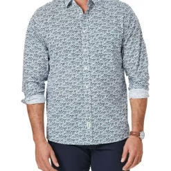 Brand new 🔔 Gazman Casual Leaf Print Long Sleeve 👕 Shirt In Navy ✨