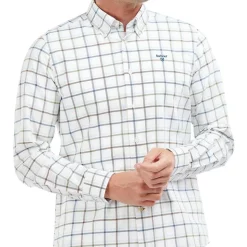 Outlet 🎉 Barbour Crantock Oxford Long Sleeve 👚 Shirt Sky ✔️