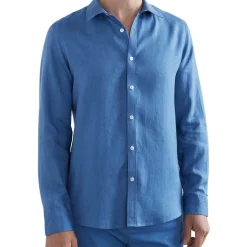 Buy 🔥 French Connection Linen Classic Fit 👚 Shirt In Blue ✔️