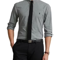 Buy 👏 Polo Ralph Lauren Slim Fit Checked Stretch Poplin 👕 Shirt In Black 🔥