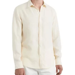 Outlet 🧨 French Connection Linen Classic Fit 👕 Shirt In Yellow 😍